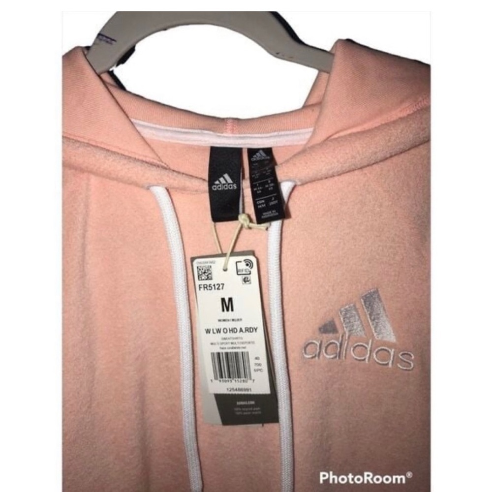 NWT Adidas Women’s Hazcor & Whtmel Coral/White Hoodie Size Medium - Picture 3 of 6